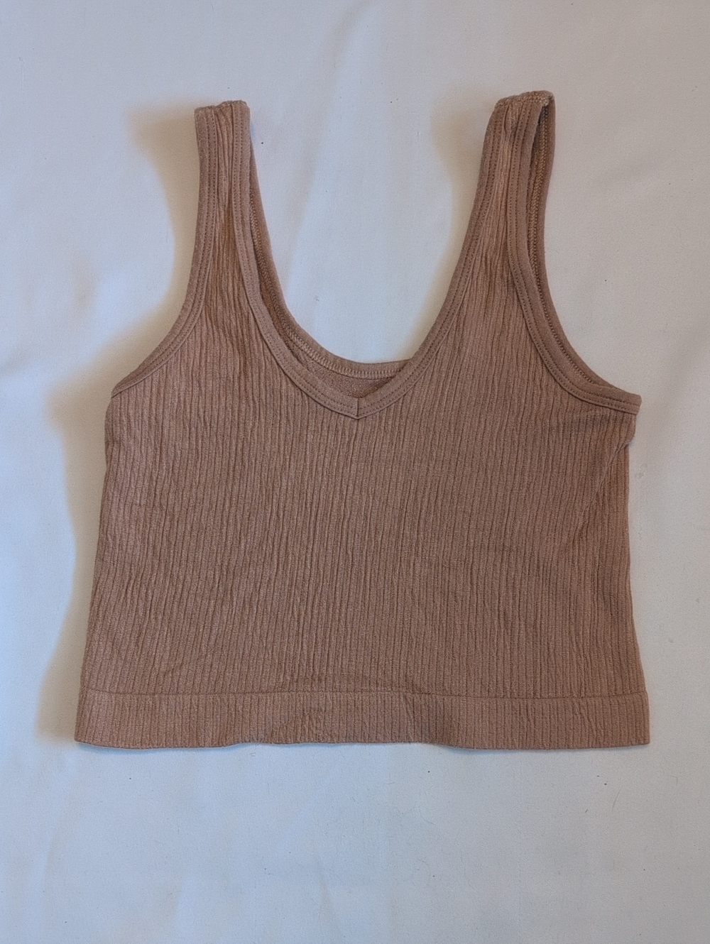 Urban Outfitters Ribbed Cropped Tank Top - Mauve Brown